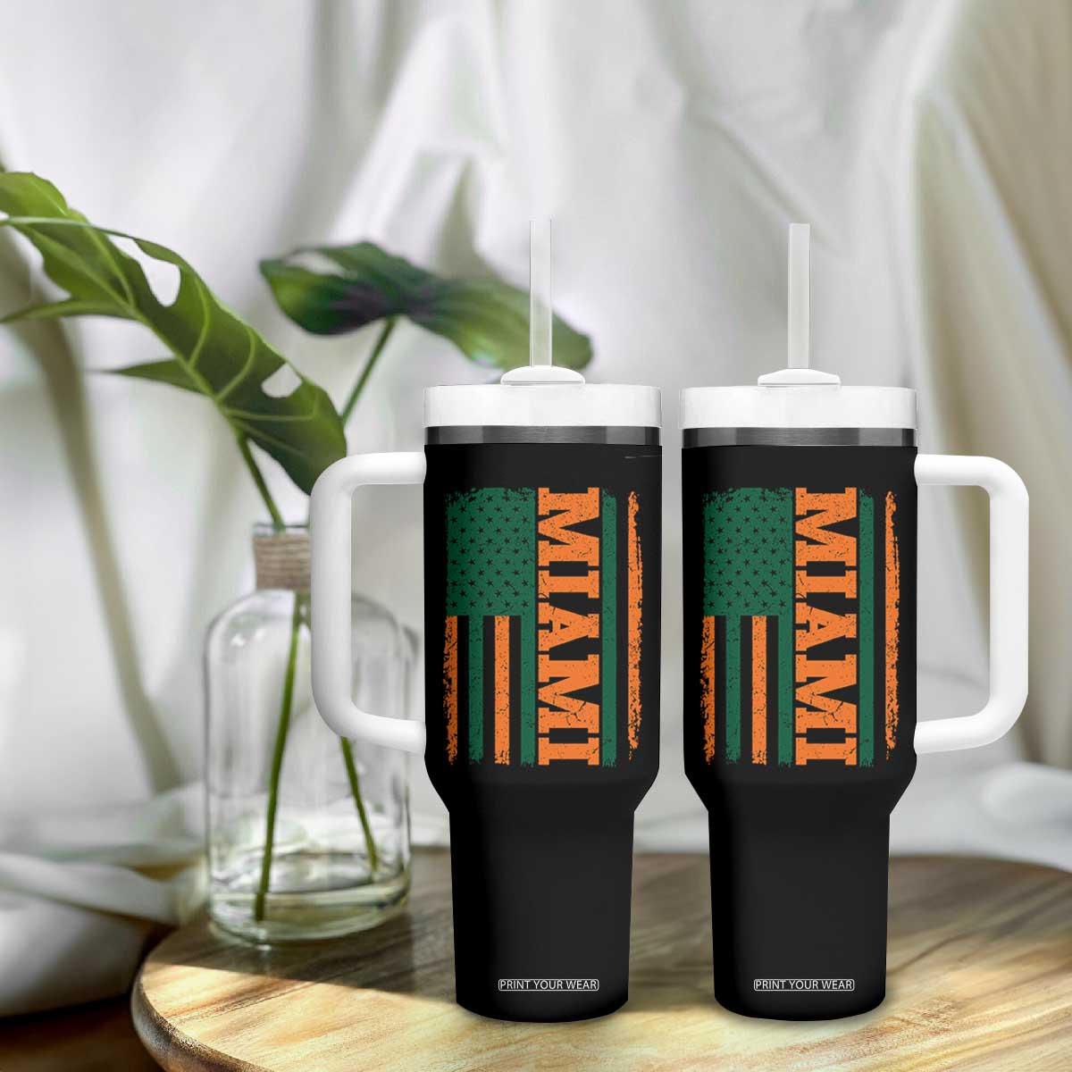 Vintage Miami Tumbler With Handle Classic Retro City USA Flag Game Day TS10 Print Your Wear