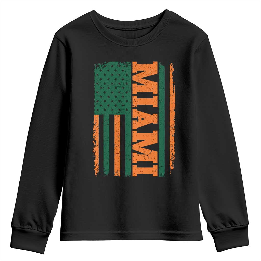 Vintage Miami Youth Sweatshirt Classic Retro City USA Flag Game Day TS10 Black Print Your Wear