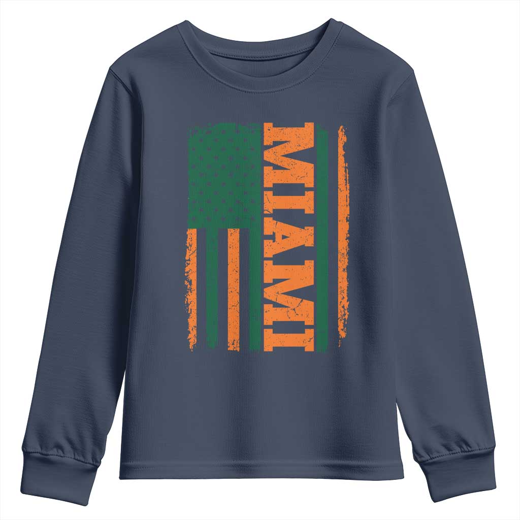 Vintage Miami Youth Sweatshirt Classic Retro City USA Flag Game Day TS10 Navy Print Your Wear