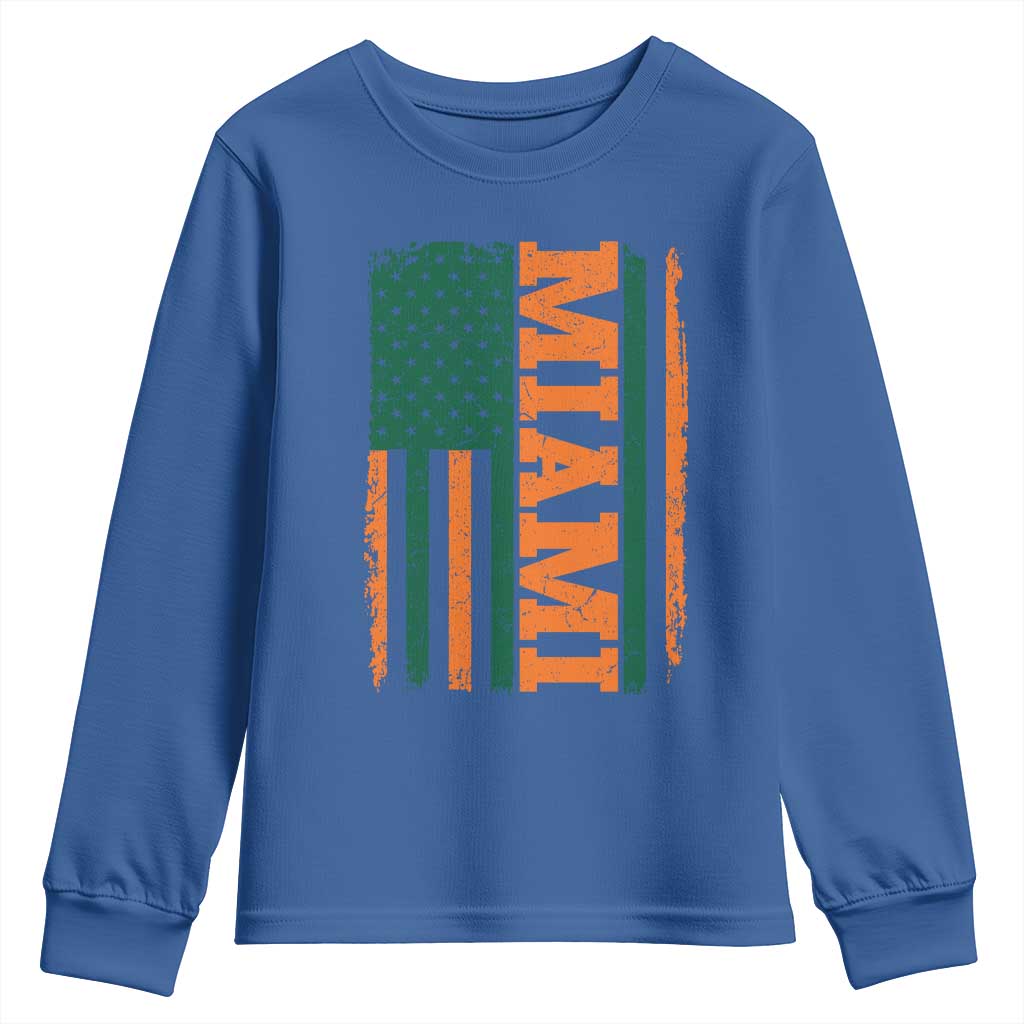 Vintage Miami Youth Sweatshirt Classic Retro City USA Flag Game Day TS10 Royal Blue Print Your Wear