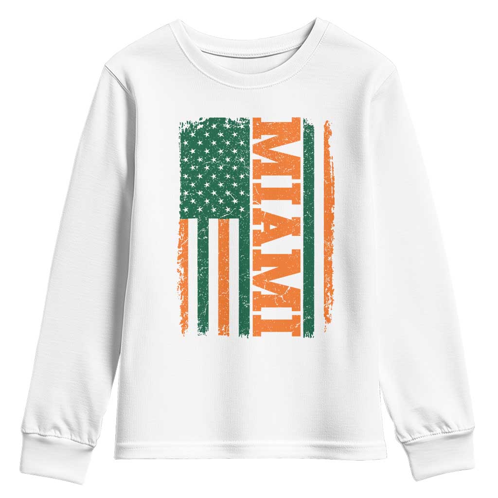 Vintage Miami Youth Sweatshirt Classic Retro City USA Flag Game Day TS10 White Print Your Wear