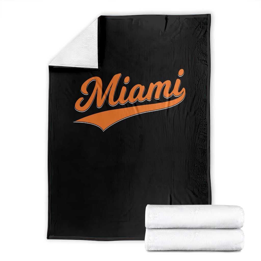 Vintage Miami Throw Blanket Florida FL Varsity Script Retro Vintage Athletic Sports TS10 Black Print Your Wear