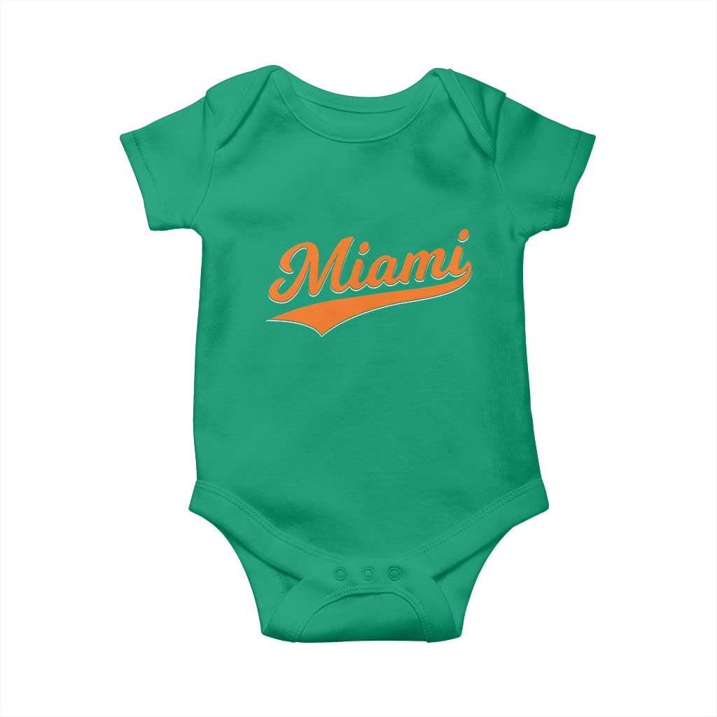 Vintage Miami Baby Onesie Florida FL Varsity Script Retro Vintage Athletic Sports TS10 Irish Green Print Your Wear