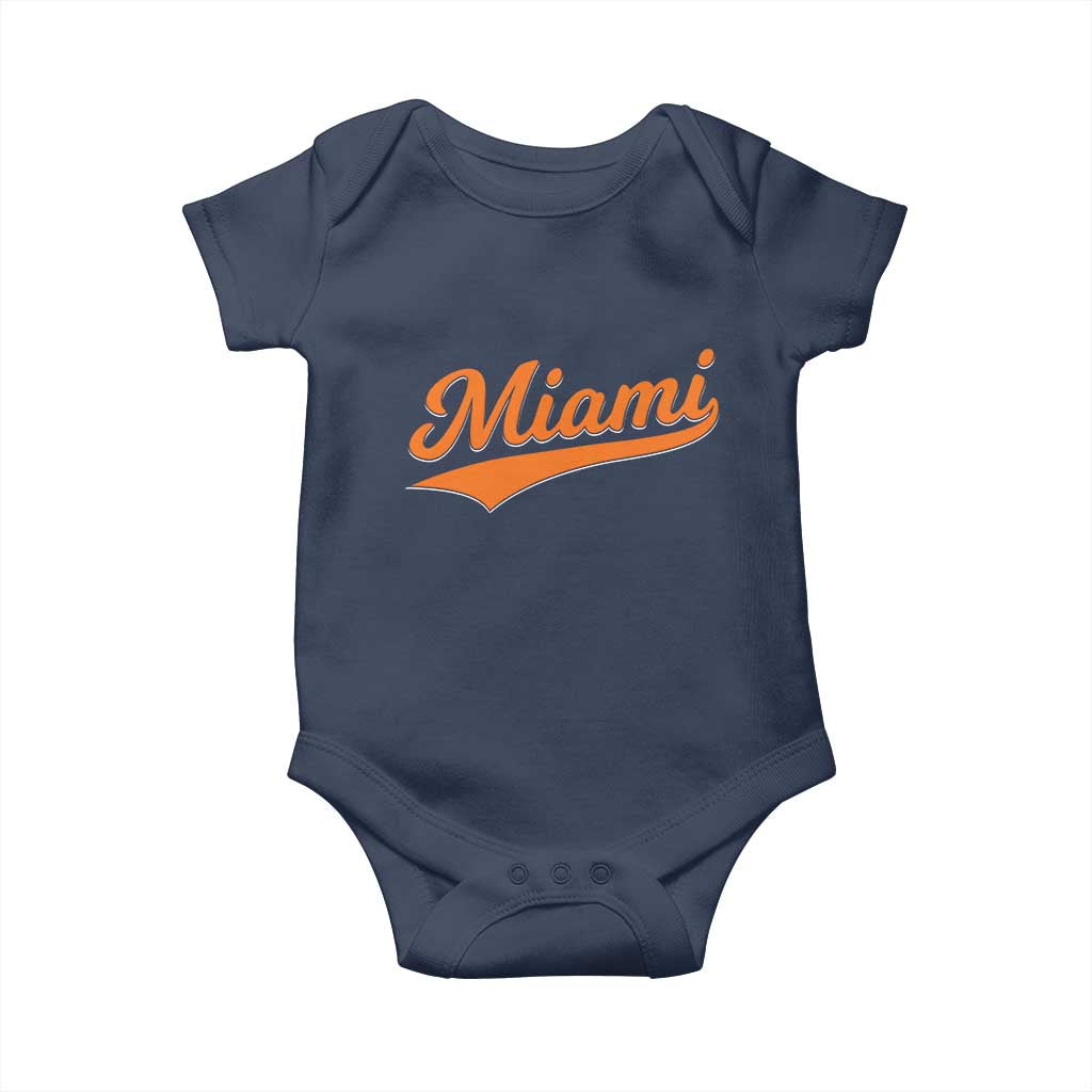 Vintage Miami Baby Onesie Florida FL Varsity Script Retro Vintage Athletic Sports TS10 Navy Print Your Wear