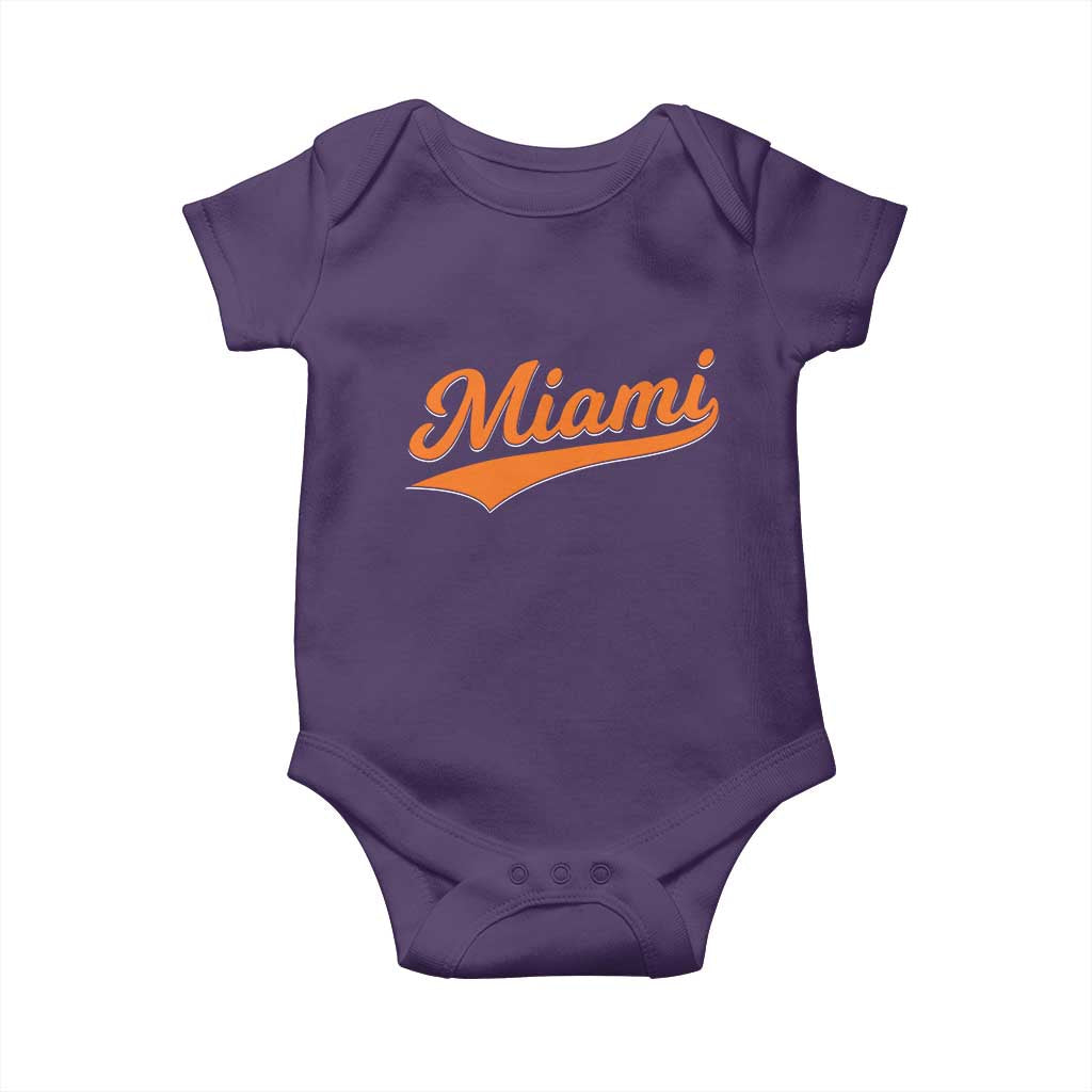 Vintage Miami Baby Onesie Florida FL Varsity Script Retro Vintage Athletic Sports TS10 Purple Print Your Wear