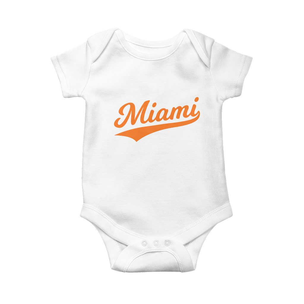 Vintage Miami Baby Onesie Florida FL Varsity Script Retro Vintage Athletic Sports TS10 White Print Your Wear