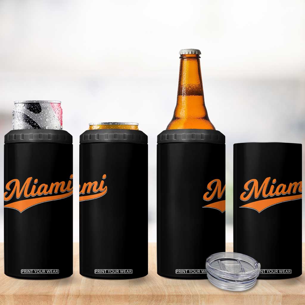 Vintage Miami 4 in 1 Can Cooler Tumbler Florida FL Varsity Script Retro Vintage Athletic Sports TS10 Print Your Wear
