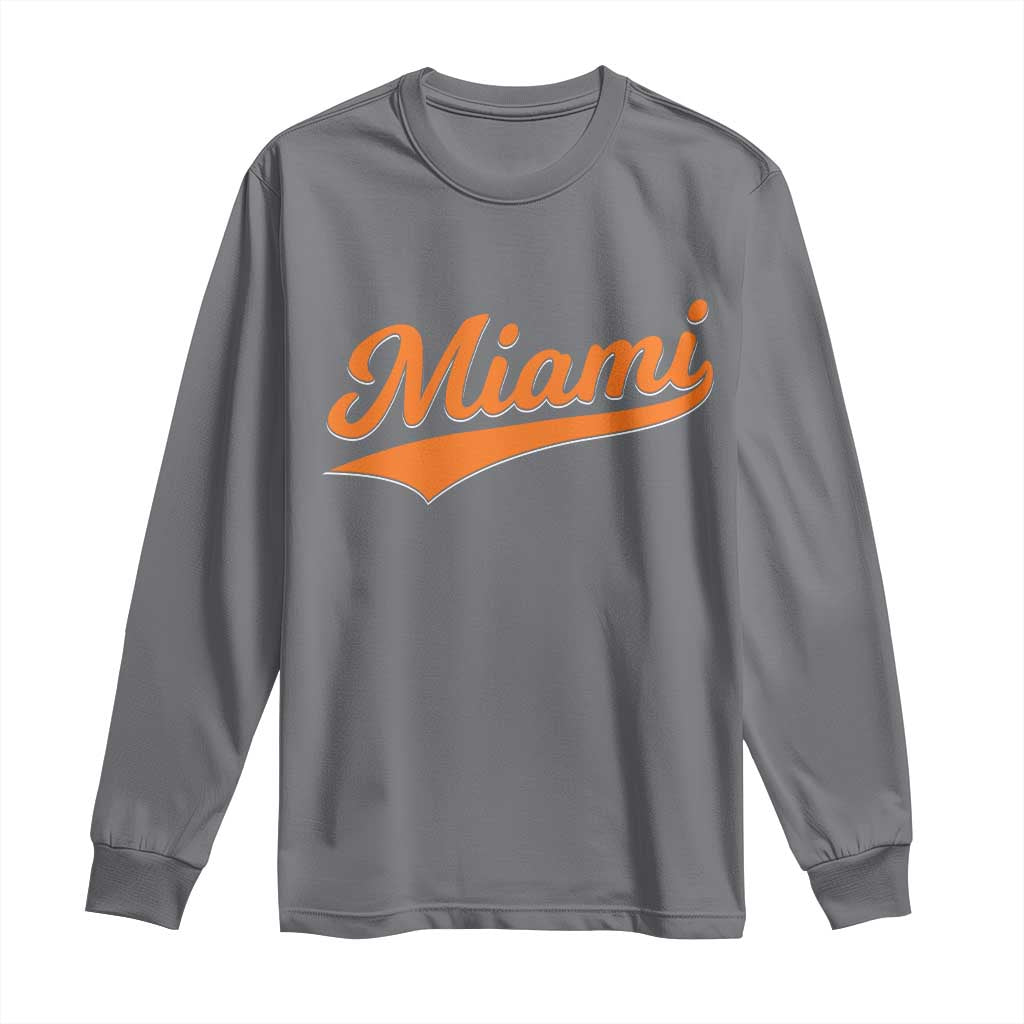 Vintage Miami Long Sleeve Shirt Florida FL Varsity Script Retro Vintage Athletic Sports TS10 Charcoal Print Your Wear