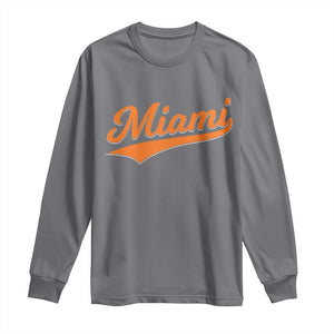 Vintage Miami Long Sleeve Shirt Florida FL Varsity Script Retro Vintage Athletic Sports TS10 Charcoal Print Your Wear