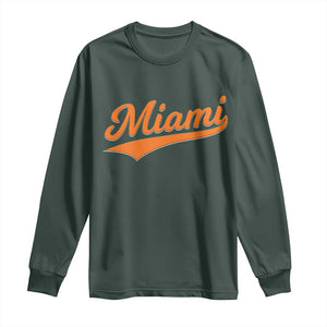 Vintage Miami Long Sleeve Shirt Florida FL Varsity Script Retro Vintage Athletic Sports TS10 Dark Forest Green Print Your Wear