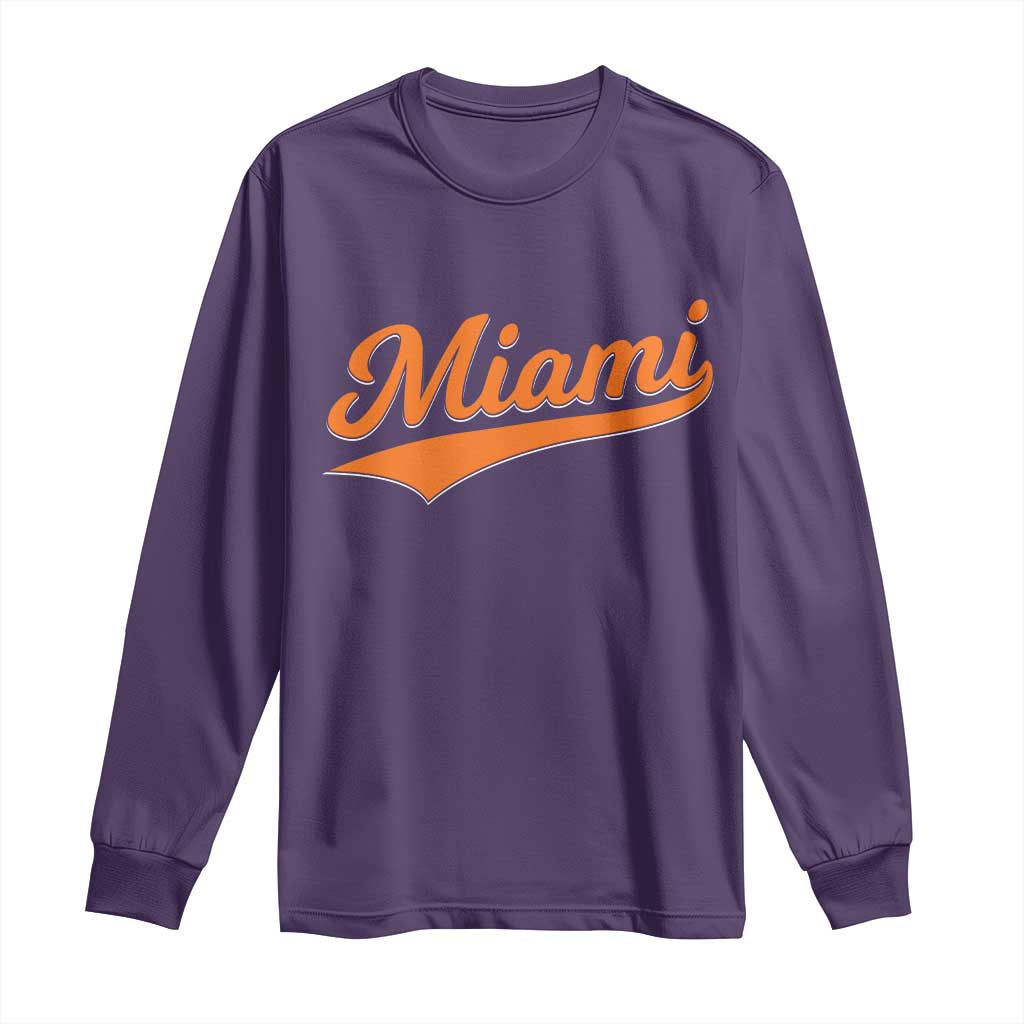 Vintage Miami Long Sleeve Shirt Florida FL Varsity Script Retro Vintage Athletic Sports TS10 Purple Print Your Wear