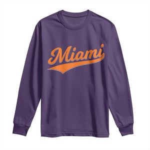 Vintage Miami Long Sleeve Shirt Florida FL Varsity Script Retro Vintage Athletic Sports TS10 Purple Print Your Wear