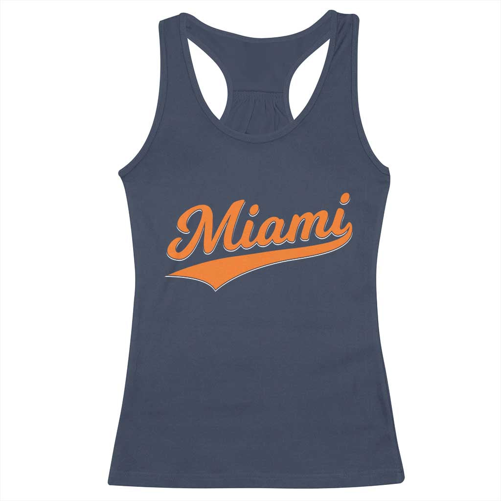 Vintage Miami Racerback Tank Top Florida FL Varsity Script Retro Vintage Athletic Sports TS10 Navy Print Your Wear