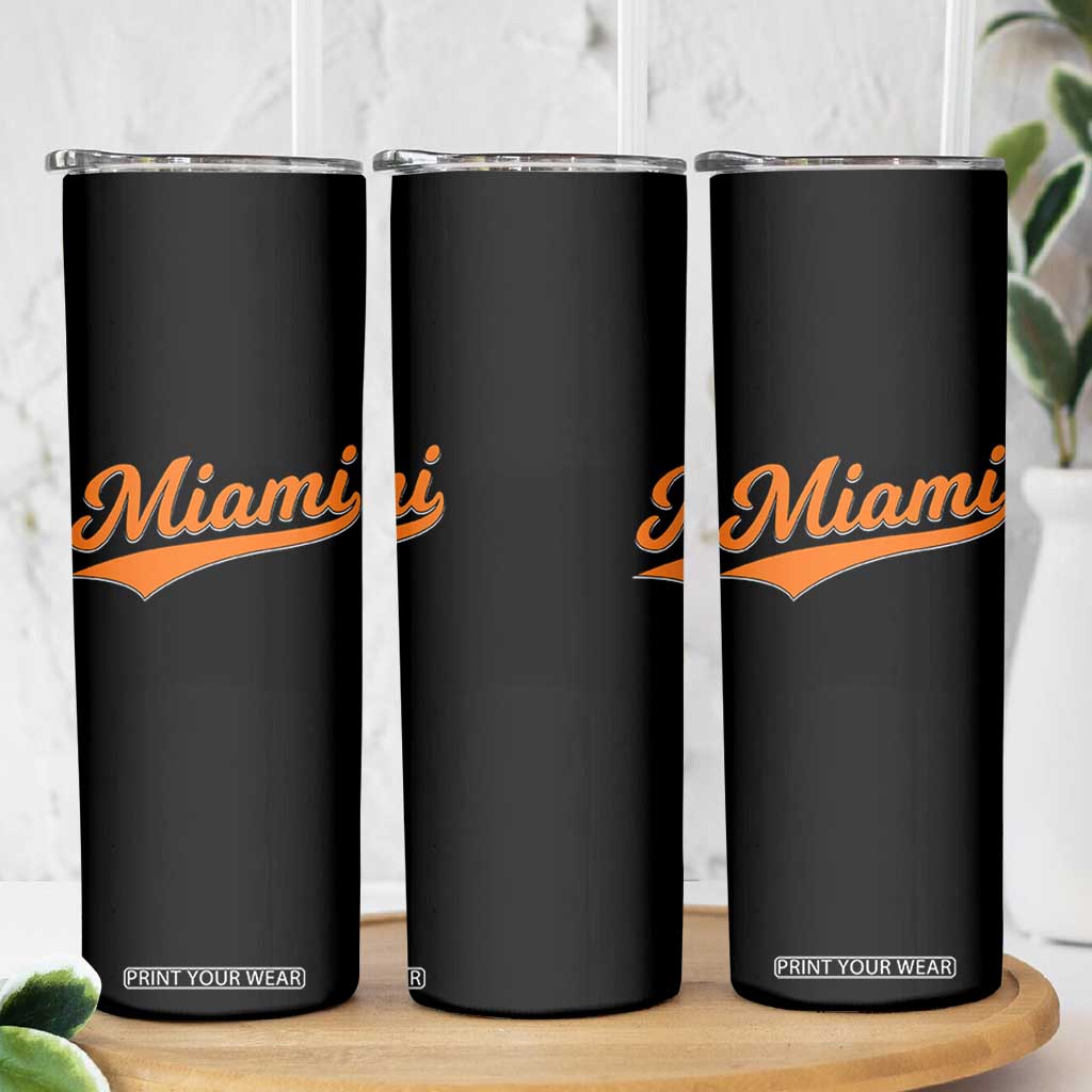 Vintage Miami Skinny Tumbler Florida FL Varsity Script Retro Vintage Athletic Sports TS10 Print Your Wear