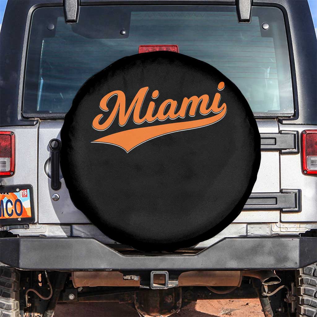 Vintage Miami Spare Tire Cover Florida FL Varsity Script Retro Vintage Athletic Sports TS10 No hole Black Print Your Wear