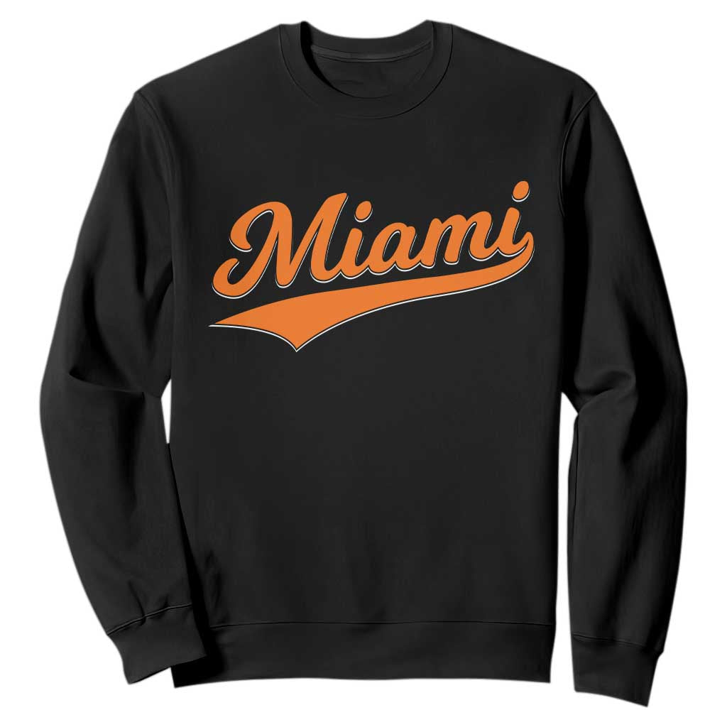 Vintage Miami Sweatshirt Florida FL Varsity Script Retro Vintage Athletic Sports - Print Your Wear