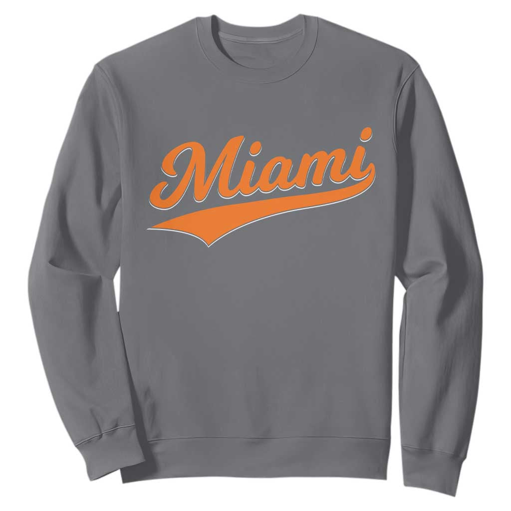 Vintage Miami Sweatshirt Florida FL Varsity Script Retro Vintage Athletic Sports - Print Your Wear
