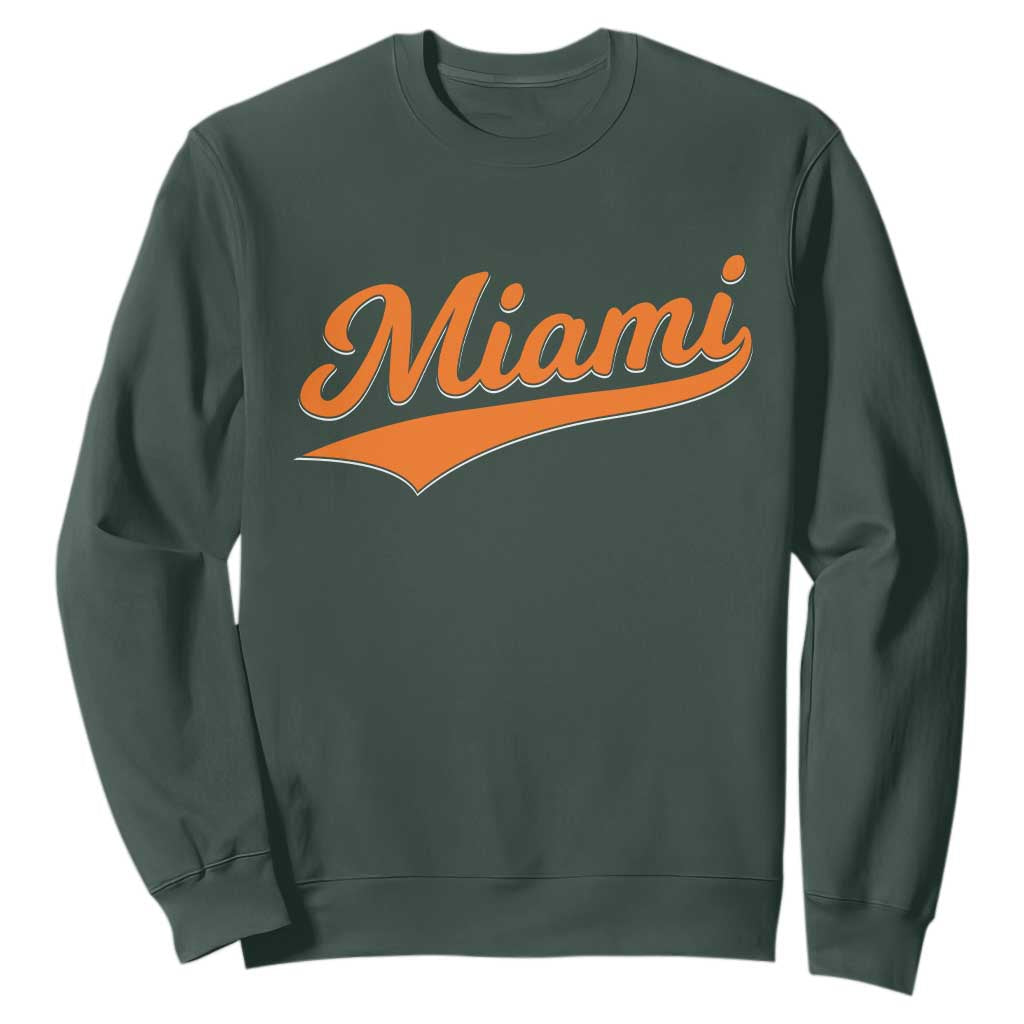 Vintage Miami Sweatshirt Florida FL Varsity Script Retro Vintage Athletic Sports - Print Your Wear