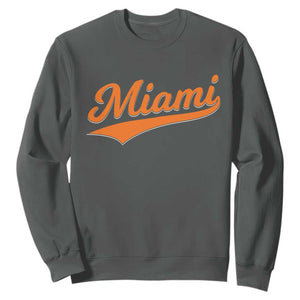 Vintage Miami Sweatshirt Florida FL Varsity Script Retro Vintage Athletic Sports TS10 Dark Heather Print Your Wear