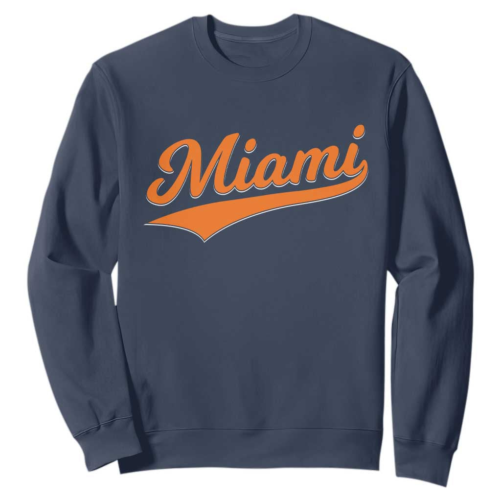 Vintage Miami Sweatshirt Florida FL Varsity Script Retro Vintage Athletic Sports - Print Your Wear