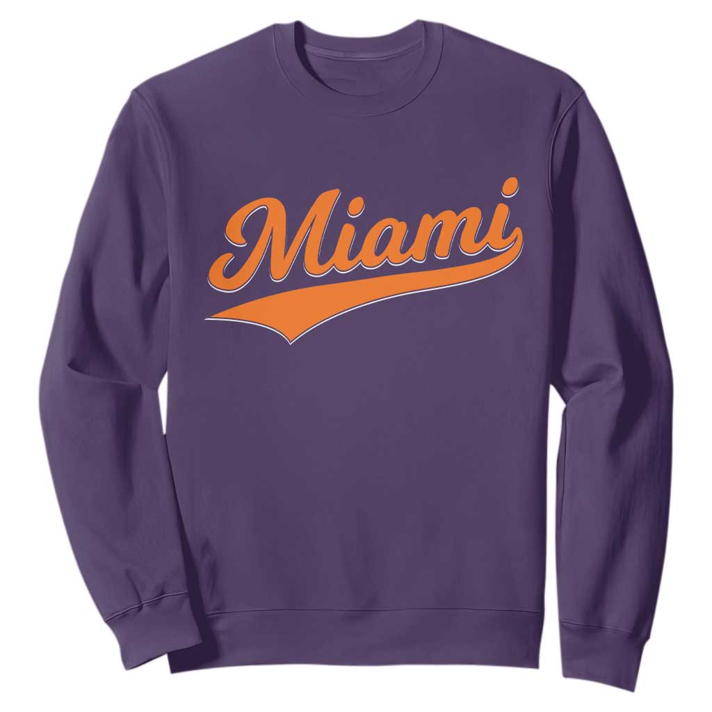 Vintage Miami Sweatshirt Florida FL Varsity Script Retro Vintage Athletic Sports - Print Your Wear