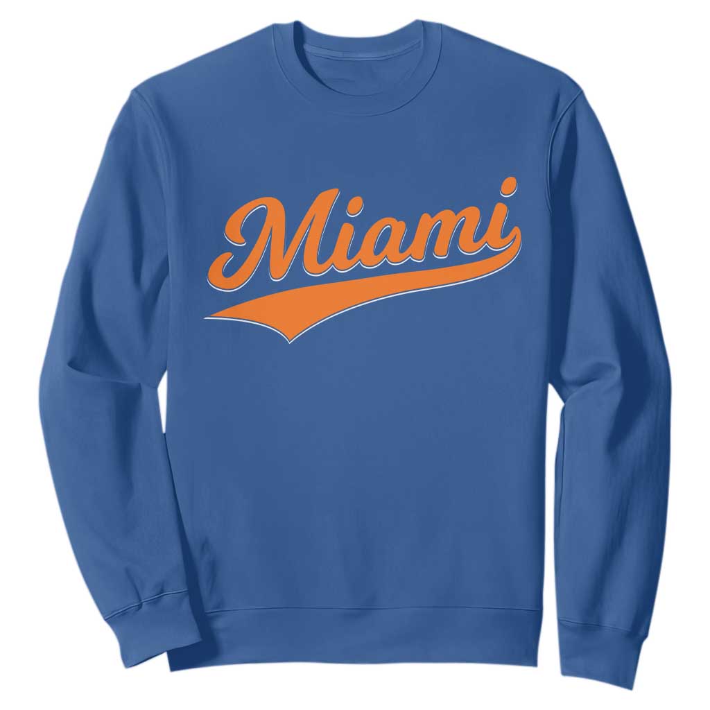 Vintage Miami Sweatshirt Florida FL Varsity Script Retro Vintage Athletic Sports - Print Your Wear