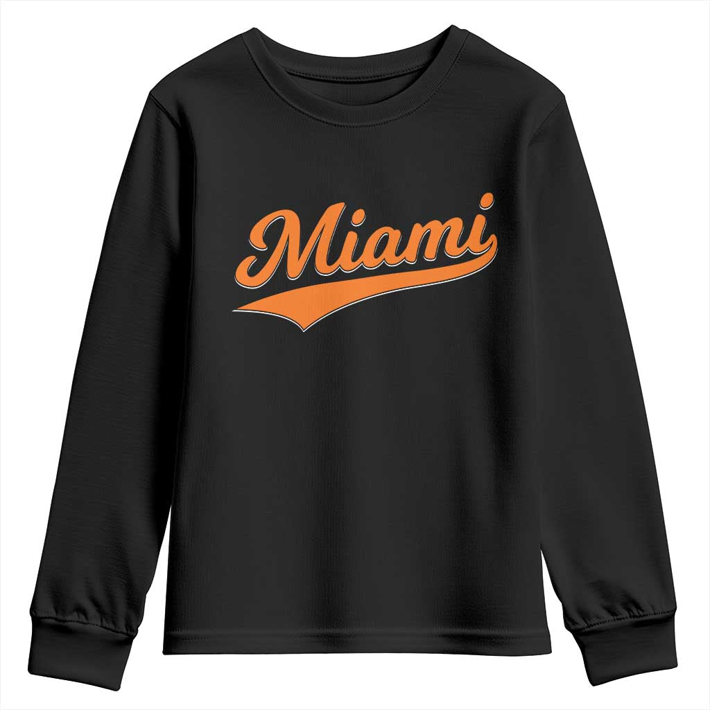 Vintage Miami Youth Sweatshirt Florida FL Varsity Script Retro Vintage Athletic Sports TS10 Black Print Your Wear