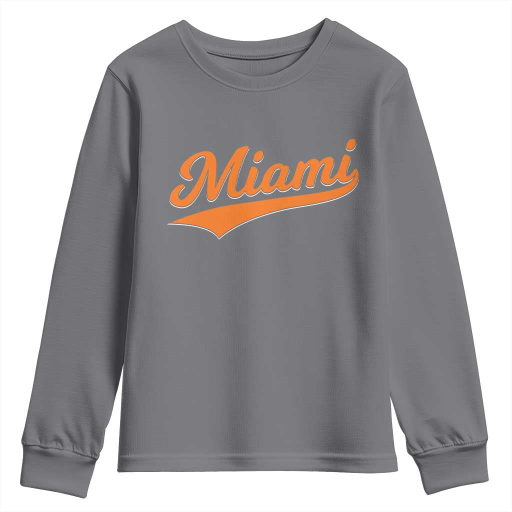 Vintage Miami Youth Sweatshirt Florida FL Varsity Script Retro Vintage Athletic Sports TS10 Charcoal Print Your Wear
