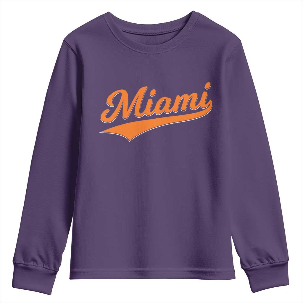 Vintage Miami Youth Sweatshirt Florida FL Varsity Script Retro Vintage Athletic Sports TS10 Purple Print Your Wear