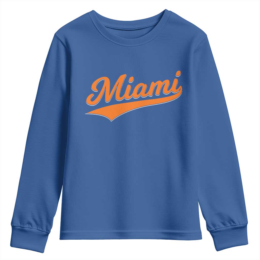 Vintage Miami Youth Sweatshirt Florida FL Varsity Script Retro Vintage Athletic Sports TS10 Royal Blue Print Your Wear
