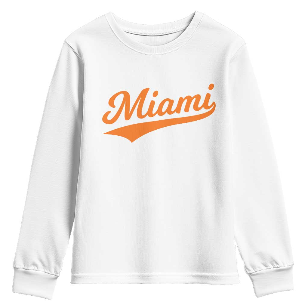 Vintage Miami Youth Sweatshirt Florida FL Varsity Script Retro Vintage Athletic Sports TS10 White Print Your Wear