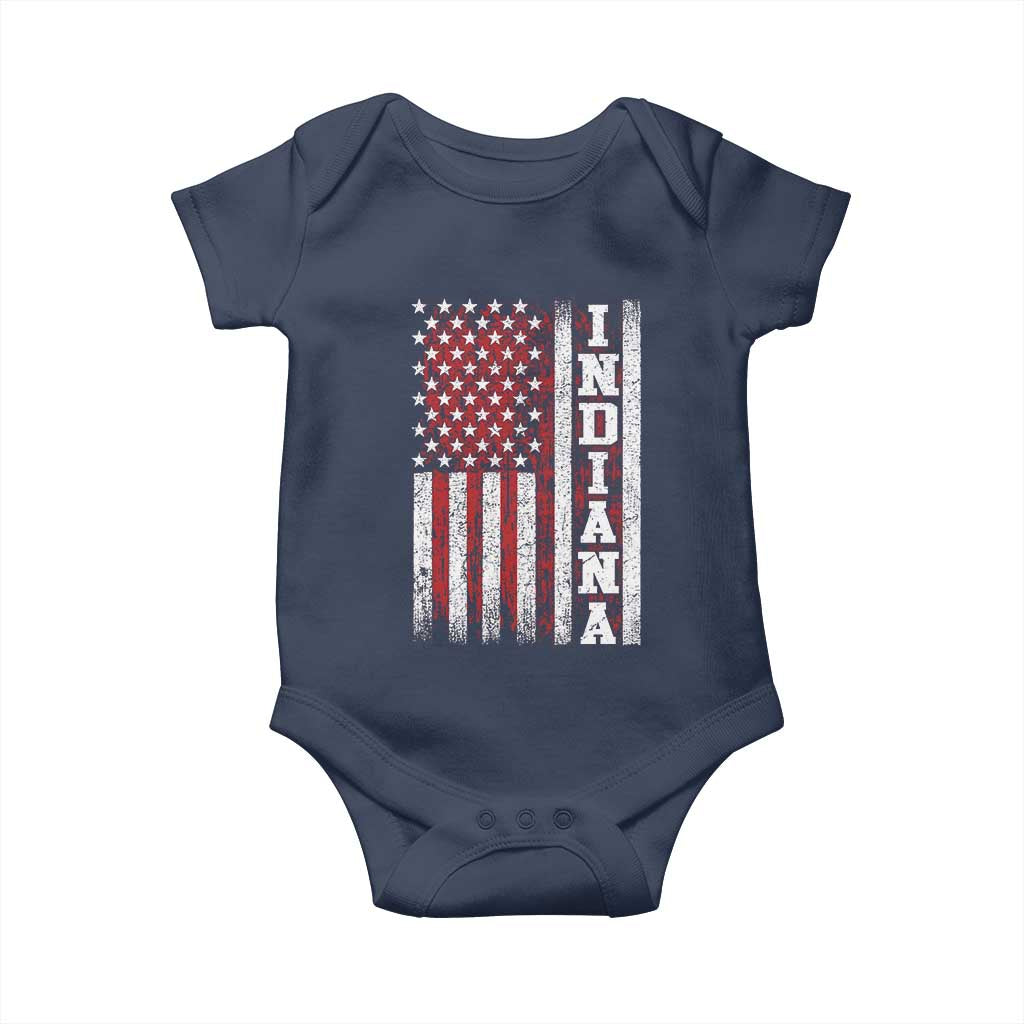 Indiana Fan Baby Onesie Classic Retro City USA Flag Patriotic American TS10 Navy Print Your Wear