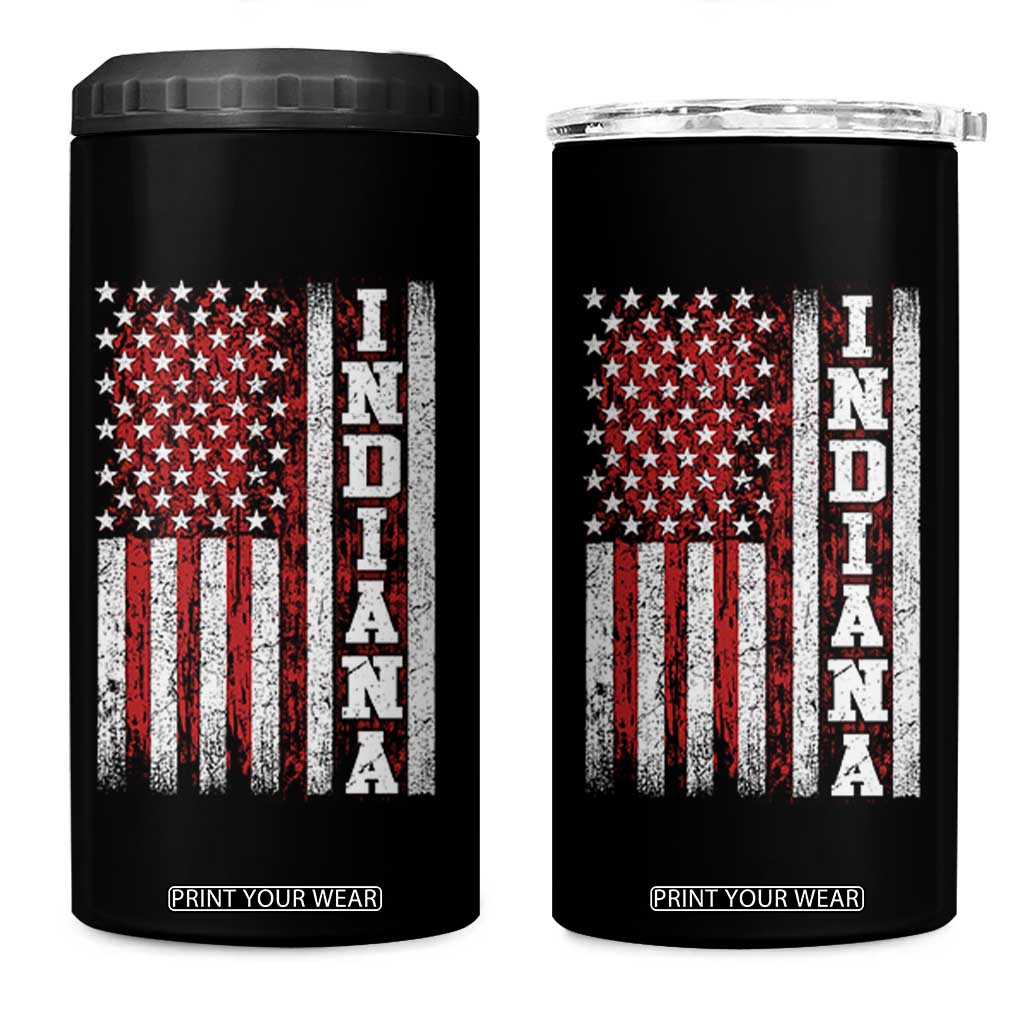 Indiana Fan 4 in 1 Can Cooler Tumbler Classic Retro City USA Flag Patriotic American TS10 One Size: 16 oz Black Print Your Wear