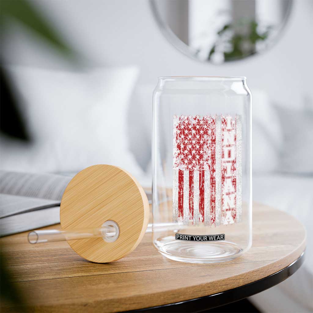 Indiana Fan Glass Can Classic Retro City USA Flag Patriotic American TS10 Print Your Wear