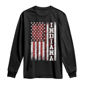 Indiana Fan Long Sleeve Shirt Classic Retro City USA Flag Patriotic American TS10 Black Print Your Wear