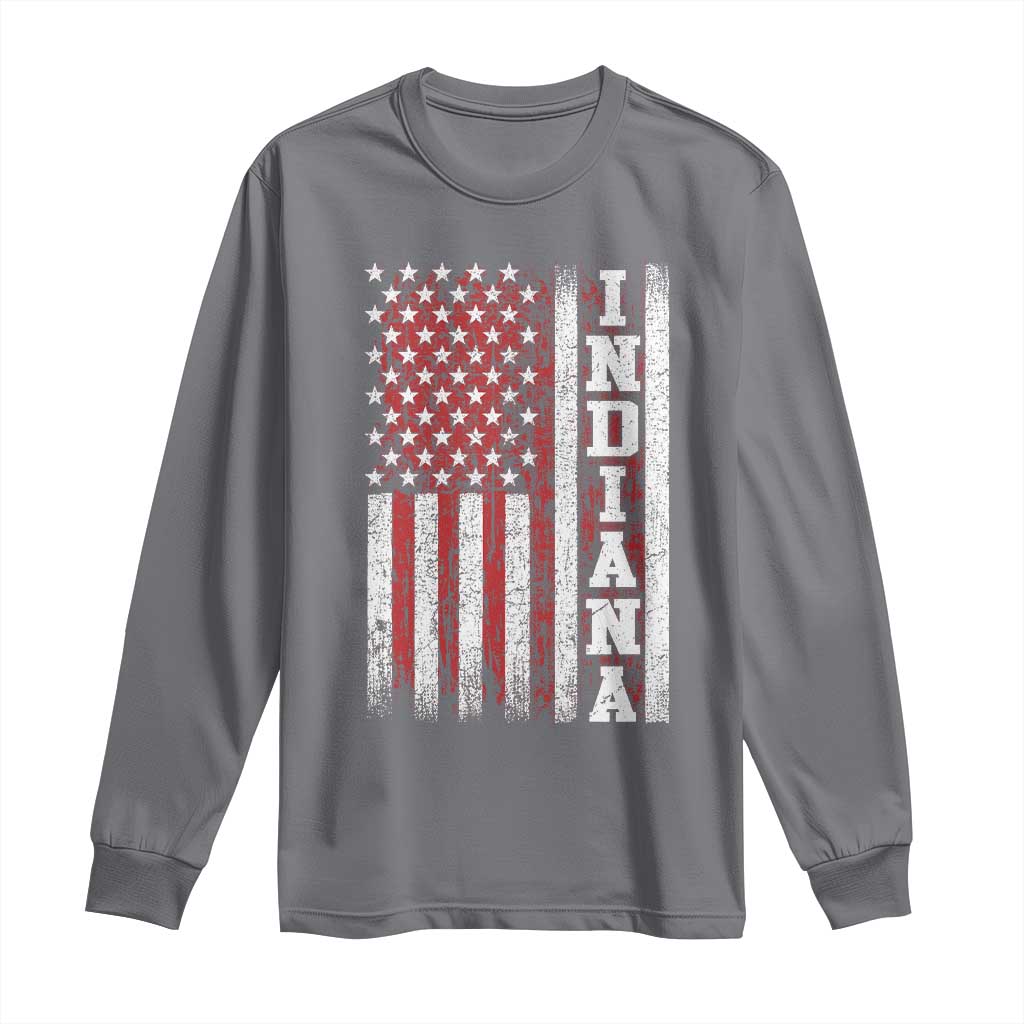 Indiana Fan Long Sleeve Shirt Classic Retro City USA Flag Patriotic American TS10 Charcoal Print Your Wear