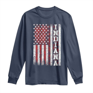 Indiana Fan Long Sleeve Shirt Classic Retro City USA Flag Patriotic American TS10 Navy Print Your Wear