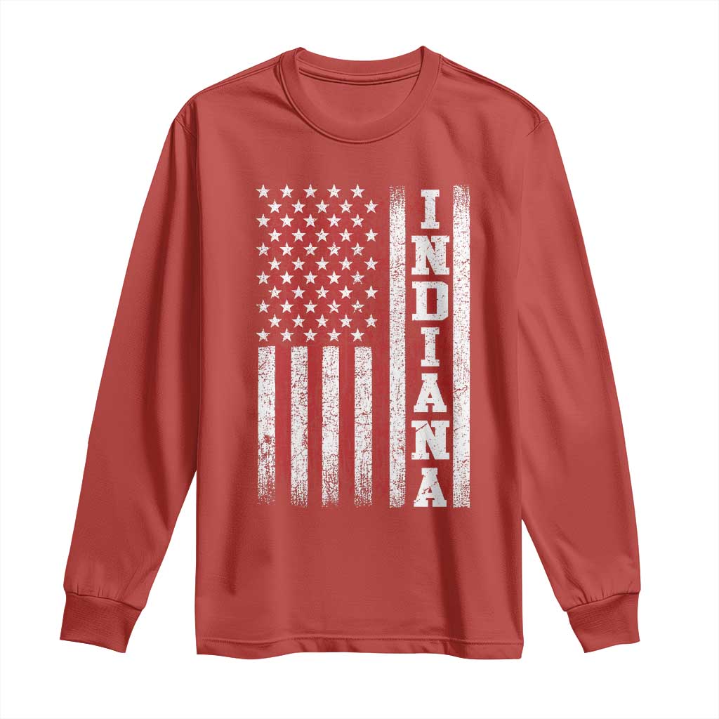 Indiana Fan Long Sleeve Shirt Classic Retro City USA Flag Patriotic American TS10 Red Print Your Wear