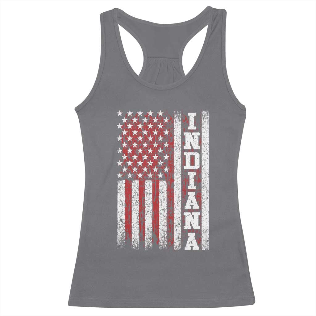 Indiana Fan Racerback Tank Top Classic Retro City USA Flag Patriotic American TS10 Charcoal Print Your Wear
