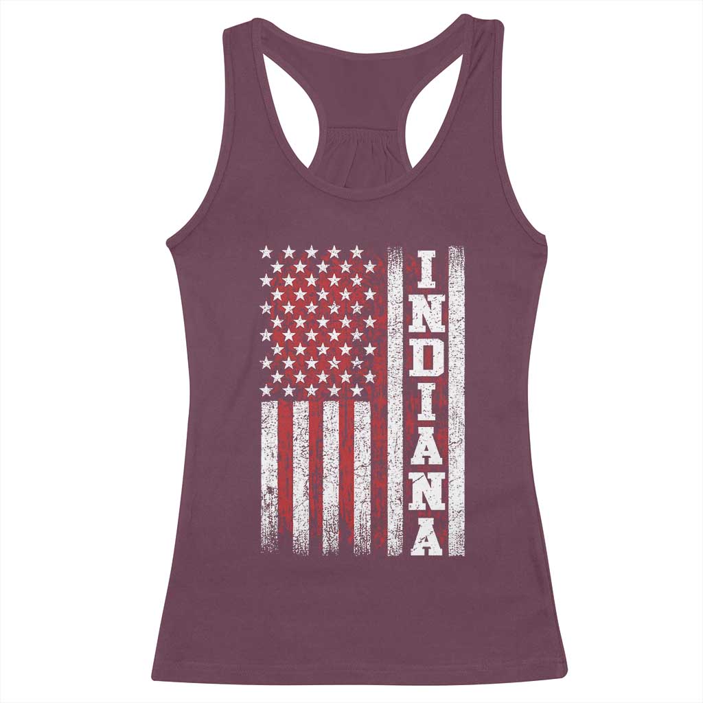 Indiana Fan Racerback Tank Top Classic Retro City USA Flag Patriotic American TS10 Maroon Print Your Wear