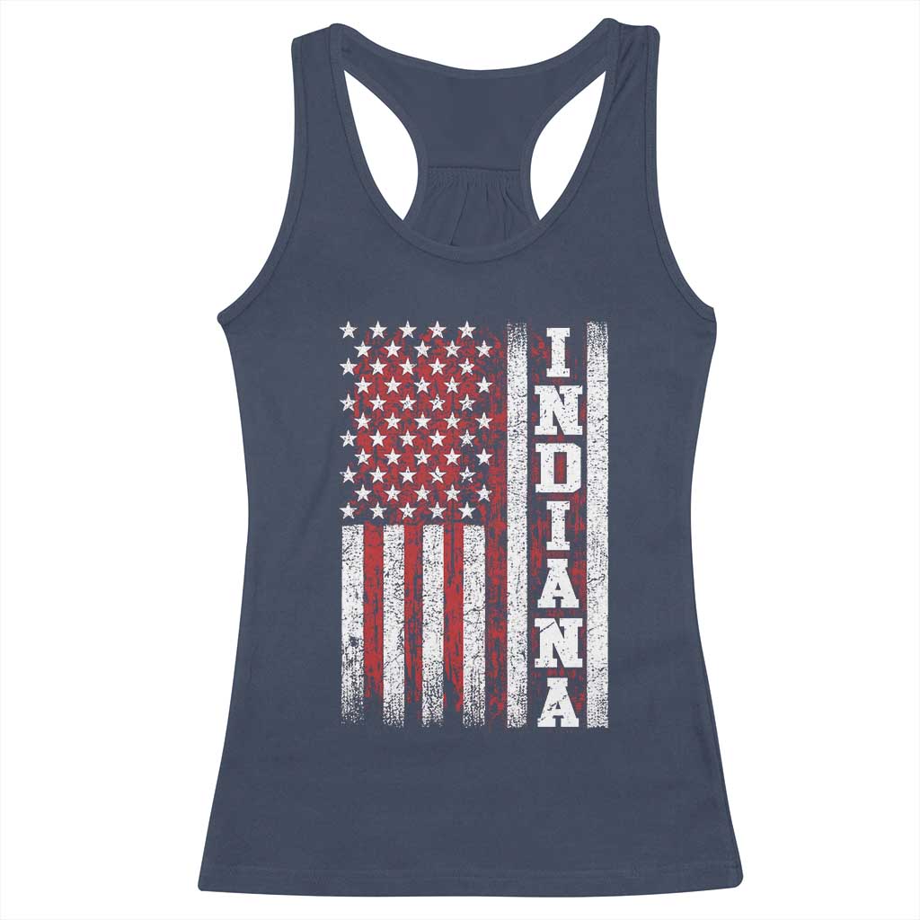 Indiana Fan Racerback Tank Top Classic Retro City USA Flag Patriotic American TS10 Navy Print Your Wear