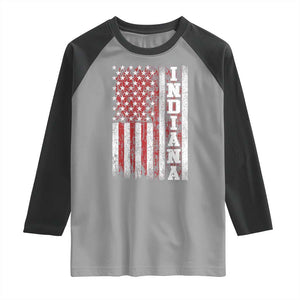 Indiana Fan Raglan Shirt Classic Retro City USA Flag Patriotic American TS10 Sport Gray Black Print Your Wear