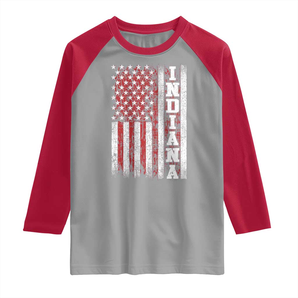 Indiana Fan Raglan Shirt Classic Retro City USA Flag Patriotic American TS10 Sport Gray Red Print Your Wear