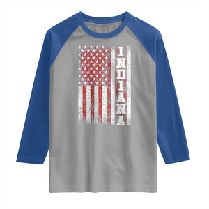 Indiana Fan Raglan Shirt Classic Retro City USA Flag Patriotic American TS10 Sport Gray Royal Print Your Wear