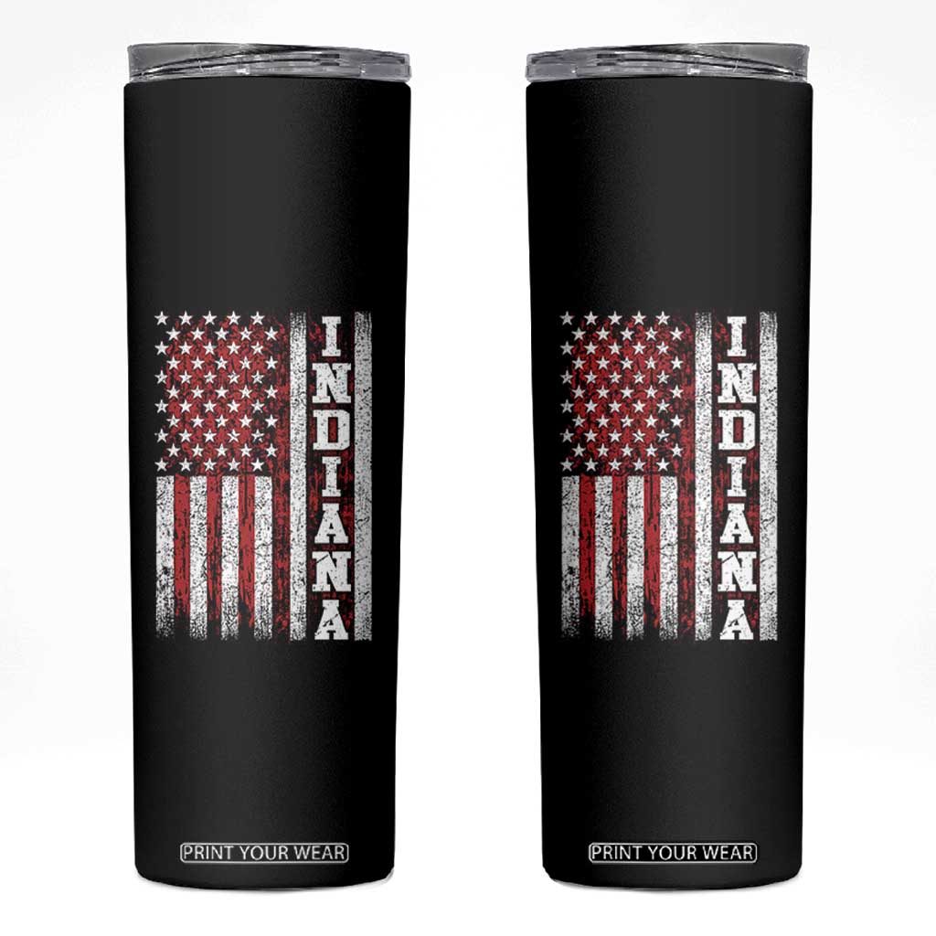 Indiana Fan Skinny Tumbler Classic Retro City USA Flag Patriotic American TS10 Black Print Your Wear
