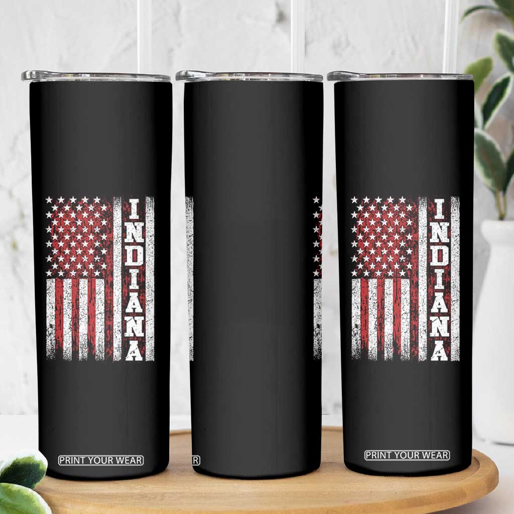 Indiana Fan Skinny Tumbler Classic Retro City USA Flag Patriotic American TS10 Print Your Wear