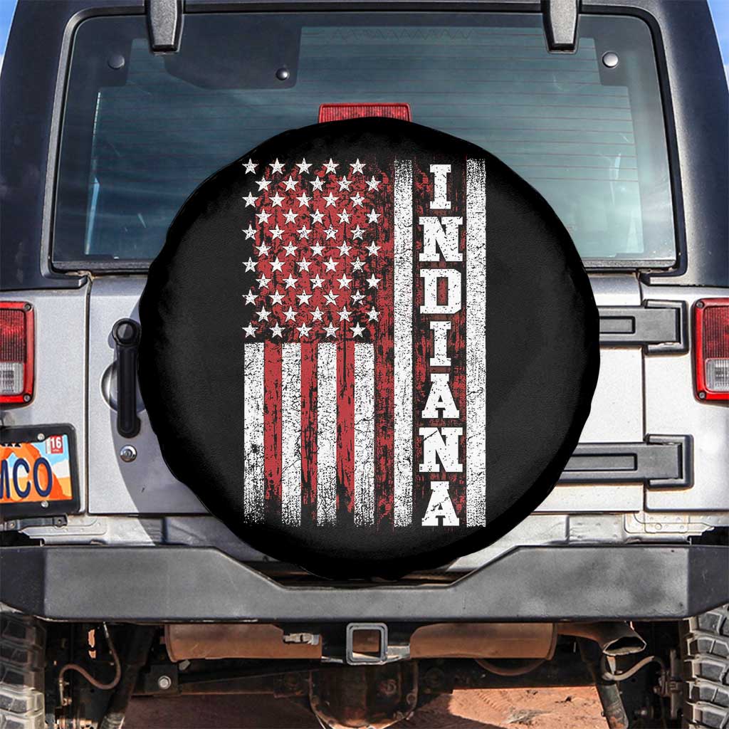 Indiana Fan Spare Tire Cover Classic Retro City USA Flag Patriotic American TS10 No hole Black Print Your Wear