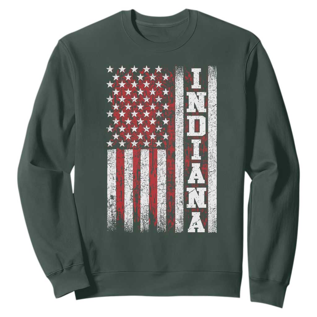 Indiana Fan Sweatshirt Classic Retro City USA Flag Patriotic American TS10 Dark Forest Green Print Your Wear