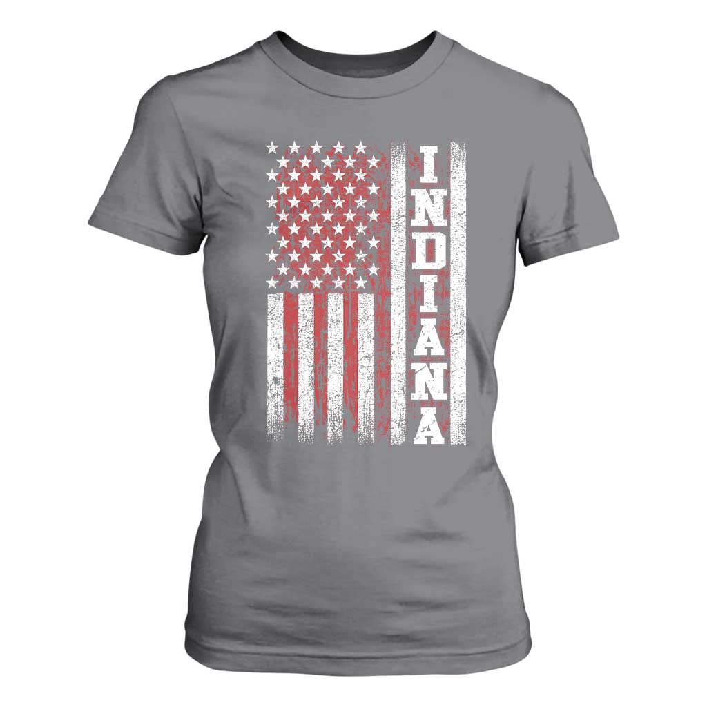 Indiana Fan T Shirt For Women Classic Retro City USA Flag Patriotic American TS10 Charcoal Print Your Wear