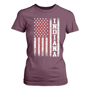 Indiana Fan T Shirt For Women Classic Retro City USA Flag Patriotic American TS10 Maroon Print Your Wear